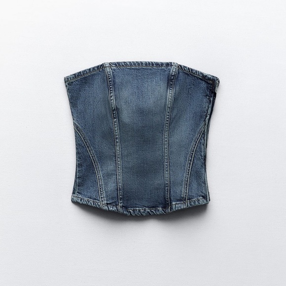 CORSET STYLE DENIM TOP TRF - Picture 9 of 11